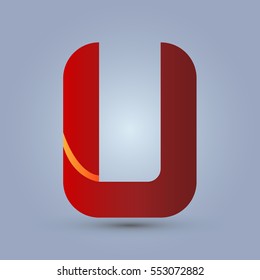 Letter U icon and logo template.  New design and elegant typographic concept. One line yellow. red