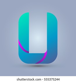 Letter U icon and logo template.  New design and elegant typographic concept. Two line purple. blue