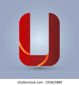 Letter U icon and logo template.  New design and elegant typographic concept. Two line yellow. red