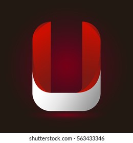 Letter U icon and logo template.  New design and elegant typographic concept. twisted, red and white