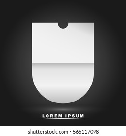Letter U icon and logo template. Flat and elegant typographic. white paper concept