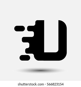 Letter U icon and logo template.  New Flat design and elegant typographic concept. spread the font. Black