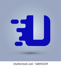 Letter U icon and logo template.  New Flat design and elegant typographic concept. spread the font. Blue