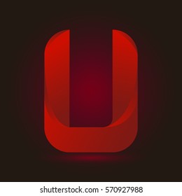 Letter U icon and logo template.  New design and elegant typographic concept. twisted, red color