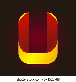 Letter U icon and logo template.  New design and elegant typographic concept. twisted, red and yellow