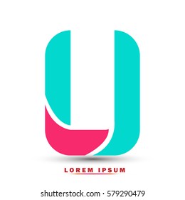 Letter U icon and logo template.  New  Flat design and elegant typographic. blue and pink