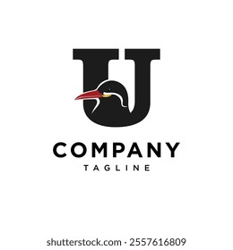 Letter U Inca Tern Bird Logo Icon Vector