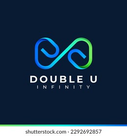 Letter U Infinity Logo design and Blue Green Gradient Colorful symbol for Business Company Branding and Corporate Identity