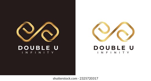 Letter U Infinity Logo design and Premium Gold Elegant symbol for Business Company Branding and Corporate Identity