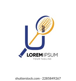 Letter U Initial Badminton Racket Logo Design Vector Icon Graphic Emblem Illustration