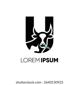 Letter U Initial Creatif Cow Logo Design Vector Icon Graphic Emblem Symbol Illustration 