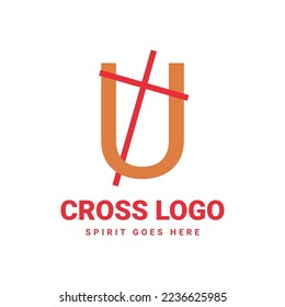 letter U initial cross vector logo design