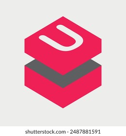 Letter U Initial Cube Logo Design. This design uses Isometric style so it looks simple and modern.