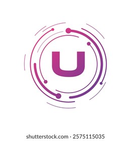 Letter U Initial Cyber Multimedia Logo