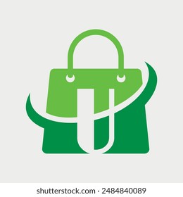 Letter U Initial Handbag Logo Design. Vector Illustration.