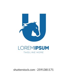 Letter U Initial Horse Logo Design Vector Icon Graphic Emblem Symbol Image Illustration 