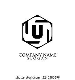 CARTA U LOGO INICIAL, CON COLOR NEGRO