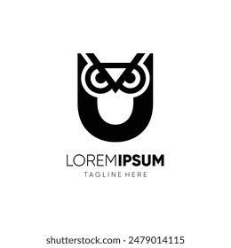 Buchstabe U Initial OWL Logo Design Vektorgrafik Symbol Grafik Emblem Symbol Illustration