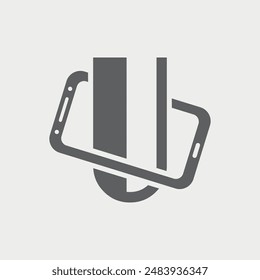 Letter U Initial Phone Logo Design. This logo is very suitable for a mobile phone repair service, app designer, shop for telephony, electronics webshop, accessories store, refurbished seller.