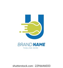 Letra U Logotipo inicial de bolas de tenis Diseño Icono de vectores Ilustración gráfica Emblema