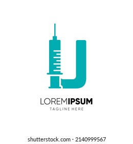 Ilustración de emblema gráfico del vector de diseño del logotipo de inyección de la letra U 