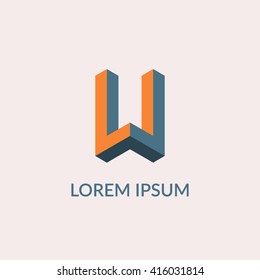 Letter "U" isometric logo design.