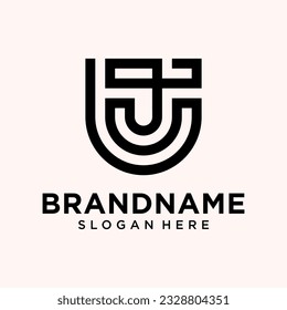 Plantilla de diseño de logotipo de letra U y J.
