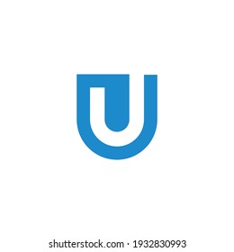 letter u j negative space emblem design logo vector