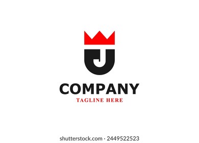 letter u and j red crown logo