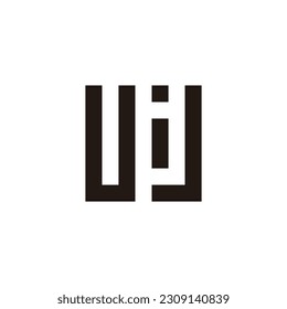 Letter U, i and J square geometric symbol simple logo vector