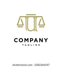 Letter U Justice Scale Logo Icon Vector