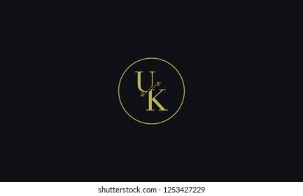 LETTER U AND K FLOWER LOGO WITH CIRCLE FRAME FOR LOGO DESIGN OR ILLUSTRATION USE