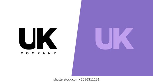 Letter U and K, UK logo design template. Minimal monogram initial based logotype.