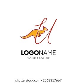 Letter U Kangaroo Logo Design Vector Icon Graphic Emblem Illustration