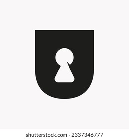 Diseño del logotipo de retención de teclas de la letra U. Plantilla de vectores de símbolos seguros, seguridad, protección, icono bloqueado
