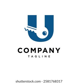 Letter U Key Logo Icon Vector