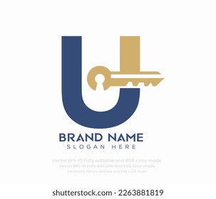 Letter U key logo vector templates 