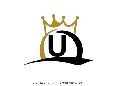 Letter U King Crown Logo Design Vector Template.