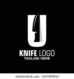 Letter U Knife Logo Design Template Inspiration, Vector Illustration.