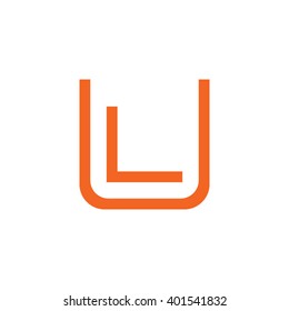letter U and L monogram square shape logo orange