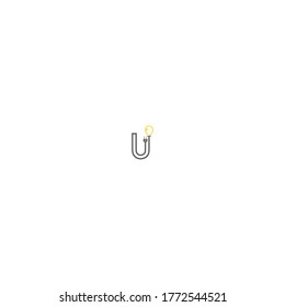 Letter U and lamp, bulp logotype combination design concept
