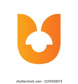 Letter U Lamp Logo Combined With Hanging Lamp Vector Template