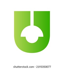 Letter U Lamp Logo Combined With Hanging Lamp Vector Template