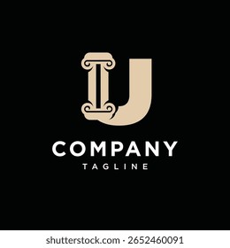 Letter U Law Pillar Logo Icon Vector