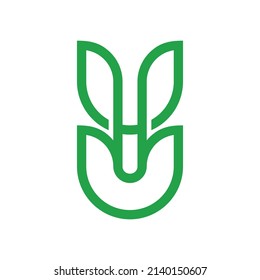 Diseño del logotipo comercial de la carta U Leaf