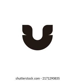 Letter U leaf geometric symbol simple logo vector