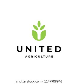 Letter U and Leaf Logo Design