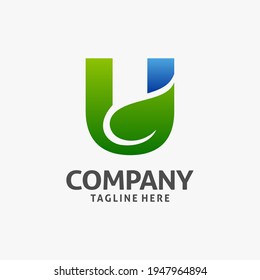 Letter U leaf logo design	