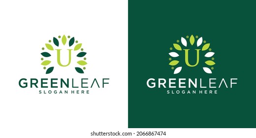 Letter u leaf logo design