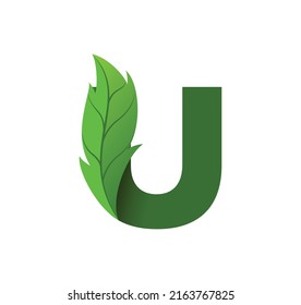 vector de diseño del logotipo de la hoja de letra U